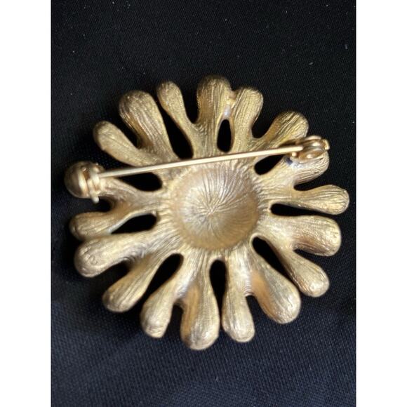 Vintage Pastel Tones Enamel Flower Brooch Pin Brush Gold Tone Modern Design 1.5" - Picture 7 of 9